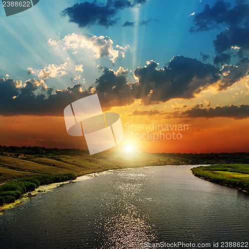 Image of sunset over river