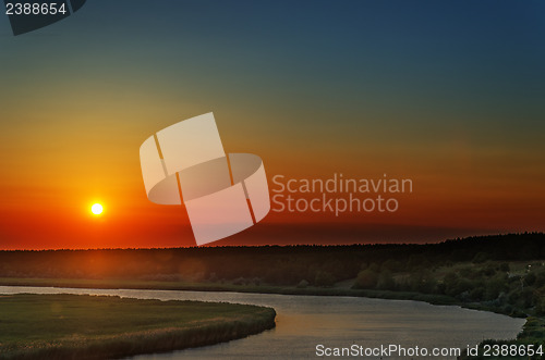 Image of good sunset over river