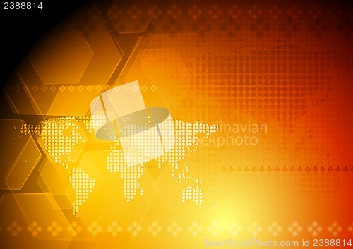 Image of Vector hi-tech background with world map