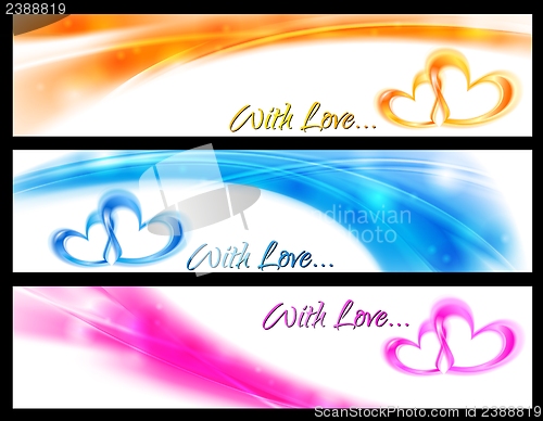 Image of Waves vector banners with abstract hearts