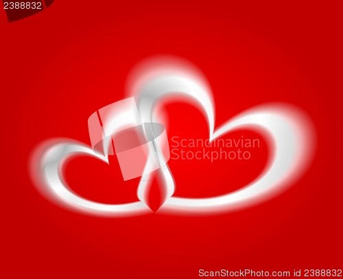 Image of Vector white hearts on the red backdrop