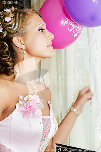 Image of Beautiful bride in a pink dress