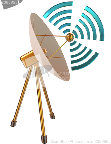 Image of 3D model of parabolic antenna as symbol