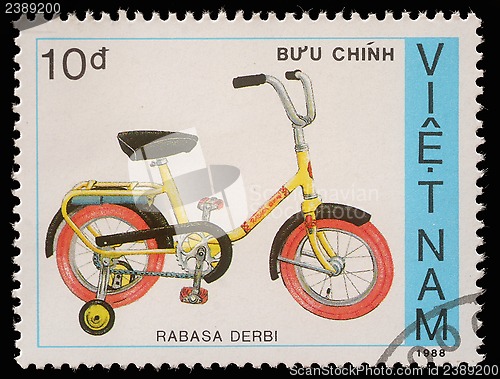 Image of Stamp printed by Vietnam shows bicycle