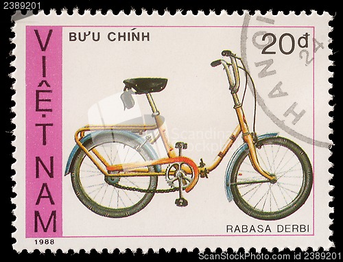 Image of Stamp printed by Vietnam shows bicycle