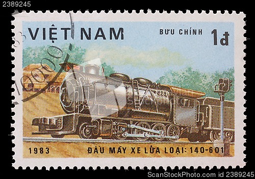 Image of Stamp printed in the Vietnam, shows steam locomotive, Class 140-601