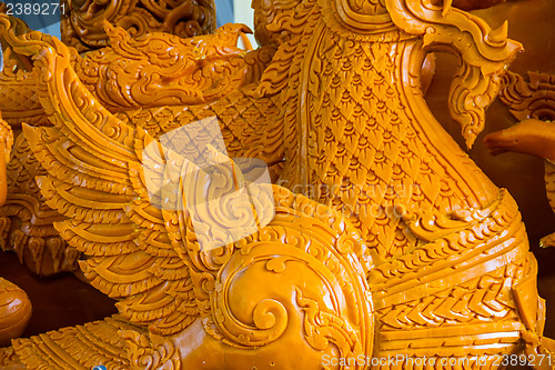 Image of UBONRATCHATHANI, THAILAND - JULY 23: Candles are carved out of w