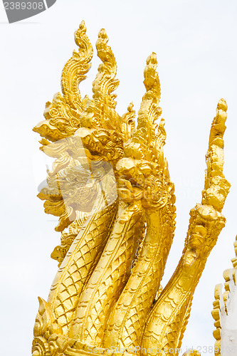 Image of Thai dragon, golden Naga statue in temple