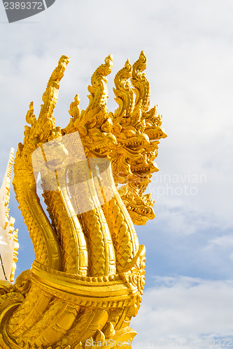 Image of Thai dragon, golden Naga statue in temple