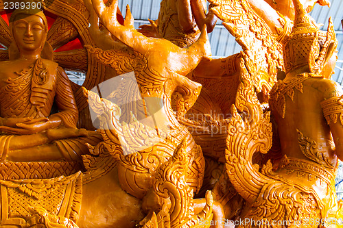 Image of UBONRATCHATHANI, THAILAND - JULY 23: Candles are carved out of w