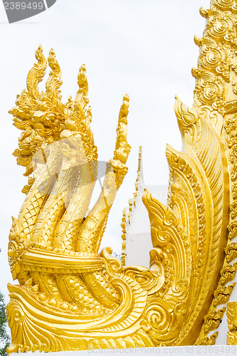 Image of Thai dragon, golden Naga statue in temple