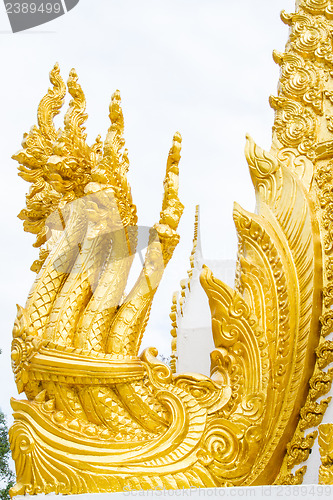 Image of Thai dragon, golden Naga statue in temple