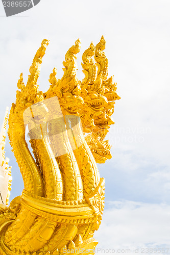 Image of Thai dragon, golden Naga statue in temple