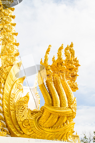 Image of Thai dragon, golden Naga statue in temple