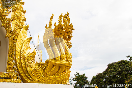 Image of Thai dragon, golden Naga statue in temple