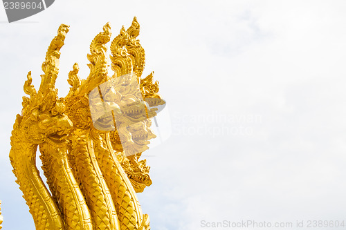 Image of Thai dragon, golden Naga statue in temple