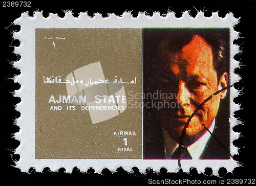 Image of Stamp printed by Ajman shows Willy Brand