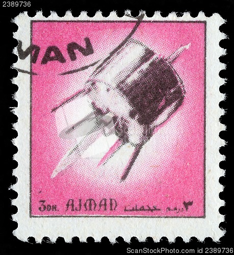 Image of Stamp printed in emirate Ajman show spaceship