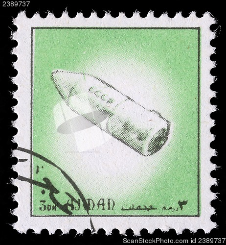 Image of Stamp printed in emirate Ajman show spaceship