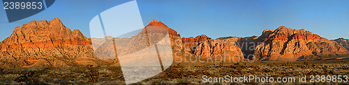 Image of Moon over Red Rock Canyon, Nevada at sunrise