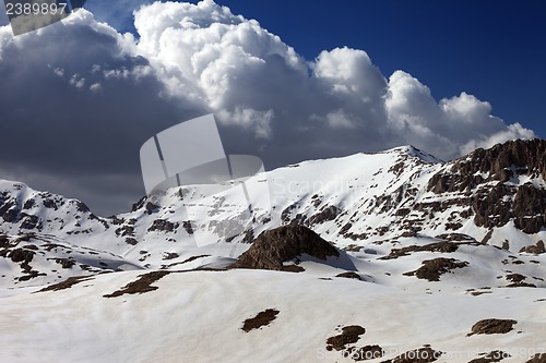 Image of Snowy mountains in sunny day
