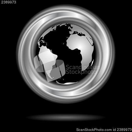 Image of Abstract silver ring and globe. Vector design