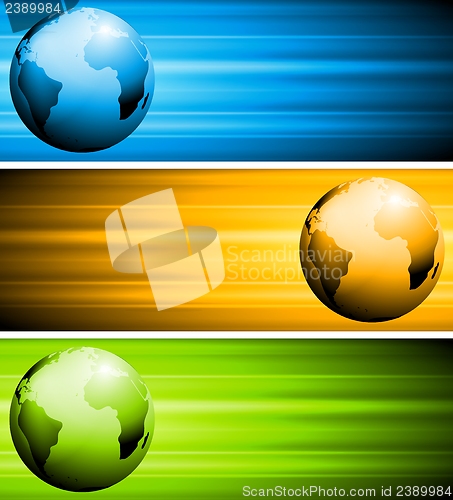 Image of Abstract vector tech banners with globe