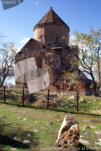 Image of Grave stone and church