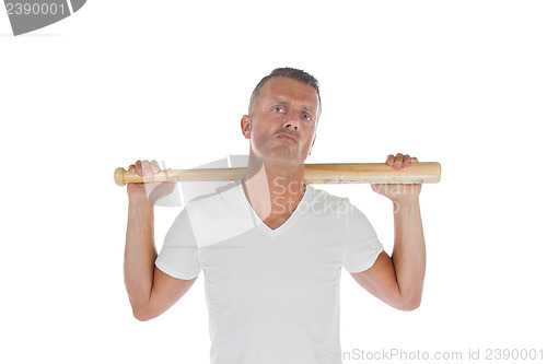 Image of Angry looking man with bat