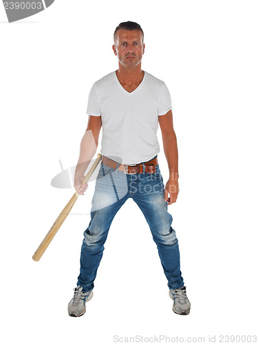 Image of Angry looking man with bat