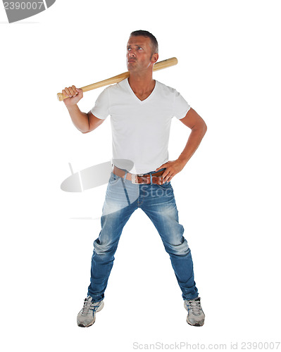 Image of Angry looking man with bat