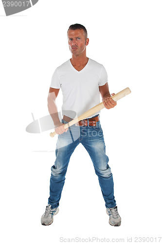 Image of Angry looking man with bat