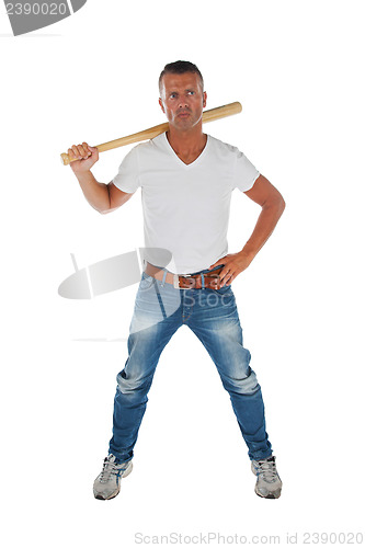 Image of Angry looking man with bat