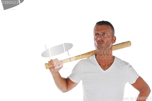 Image of Angry looking man with bat