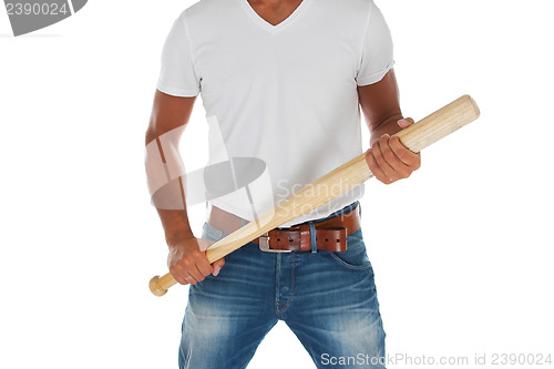 Image of Angry looking man with bat