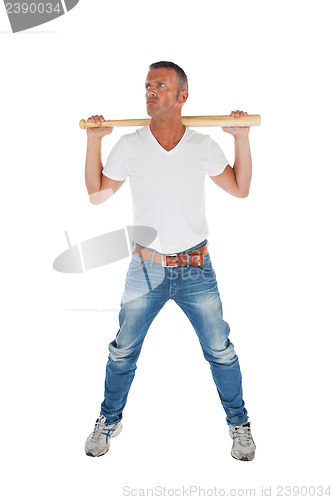 Image of Angry looking man with bat