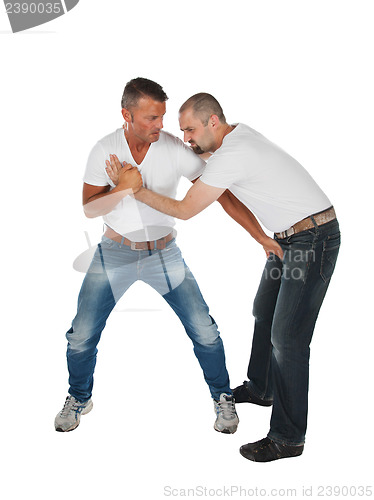 Image of Man choking other man