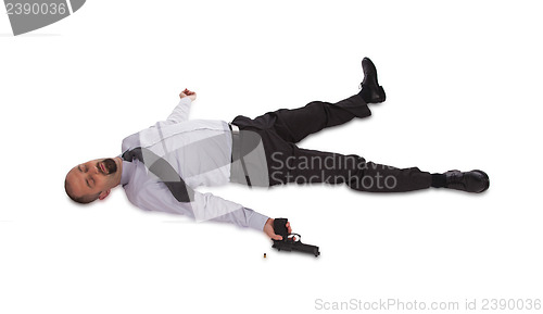 Image of Suicide concept - man pointing shot himself