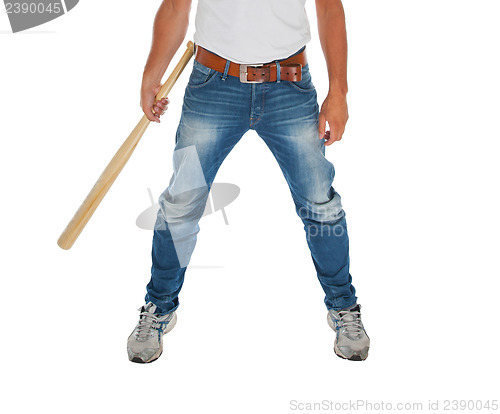 Image of Angry looking man with bat