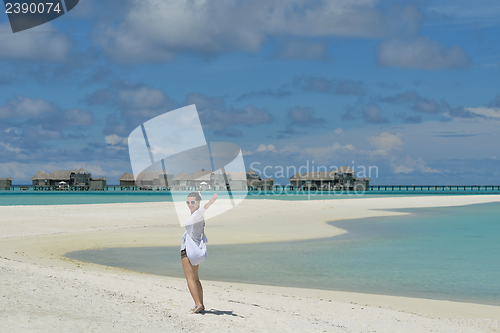 Image of happy woman enjoy  summer time