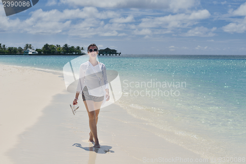 Image of happy woman enjoy  summer time