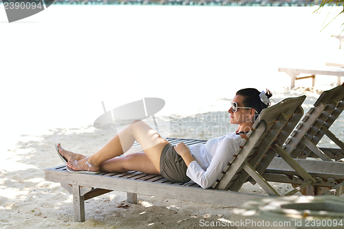 Image of happy woman enjoy  summer time