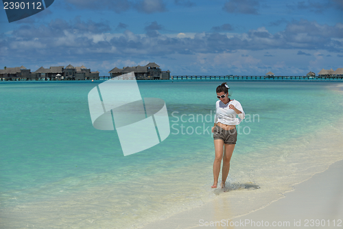 Image of happy woman enjoy  summer time