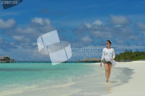 Image of happy woman enjoy  summer time