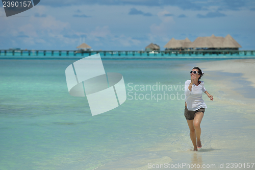 Image of happy woman enjoy  summer time
