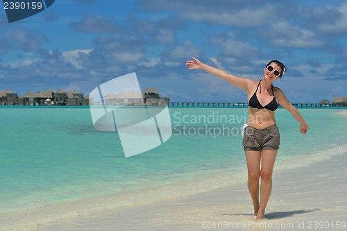 Image of happy woman enjoy  summer time