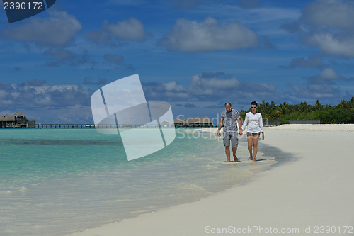 Image of happy young couple have fun on summer