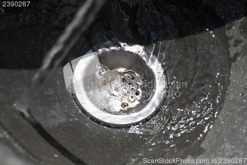 Image of Water flows into drain hole