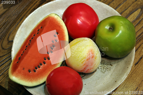 Image of Bowl of plastic fruit