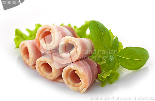 Image of bacon rolls and basil